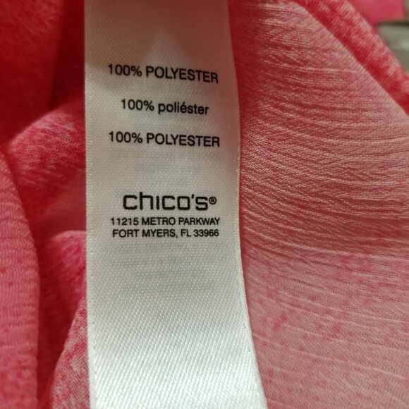 CHICO'S Blouse Pink Semi Sheer Tunic Feminine size 2 Top - Picture 6 of 7